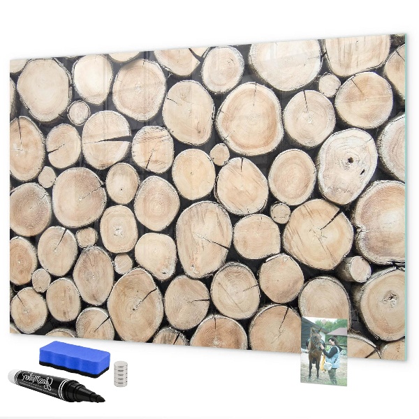Pizarra magnética de pared con rotulador Madera natural en una versión moderna