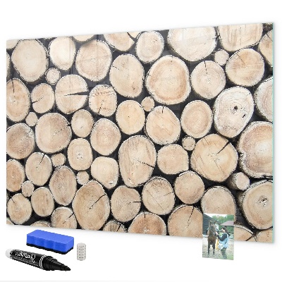 Pizarra magnética de pared con rotulador Madera natural en una versión moderna