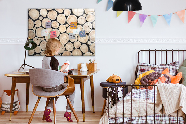 Pizarra magnética de pared con rotulador Madera natural en una versión moderna