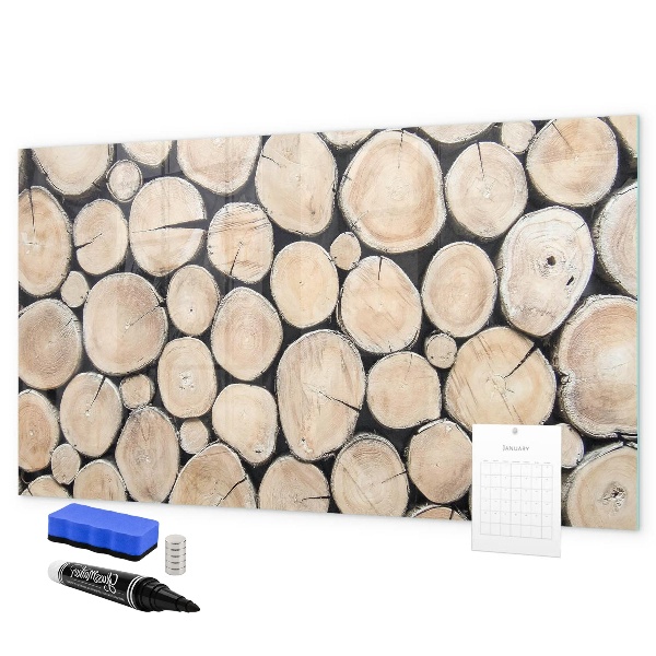 Pizarra magnética de pared con rotulador Madera natural en una versión moderna