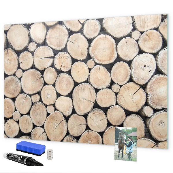 Pizarra magnética de pared con rotulador Madera natural en una versión moderna