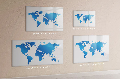 Pizarra borrable de cristal con imanes Mapa del mundo con ubicaciones de fotos