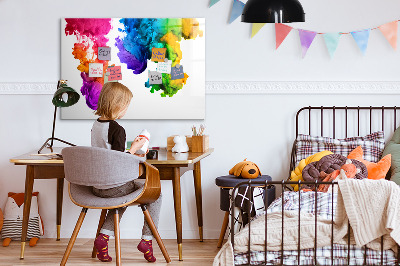 Pizarra magnética de pared con rotulador Nubes coloridas con fotos personales