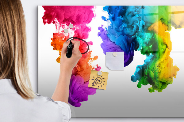 Pizarra magnética de pared con rotulador Nubes coloridas con fotos personales