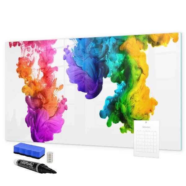 Pizarra magnética de pared con rotulador Nubes coloridas con fotos personales