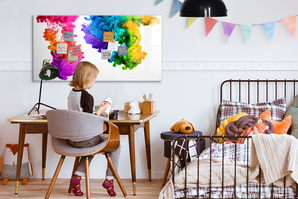 Pizarra magnética de pared con rotulador Nubes coloridas con fotos personales