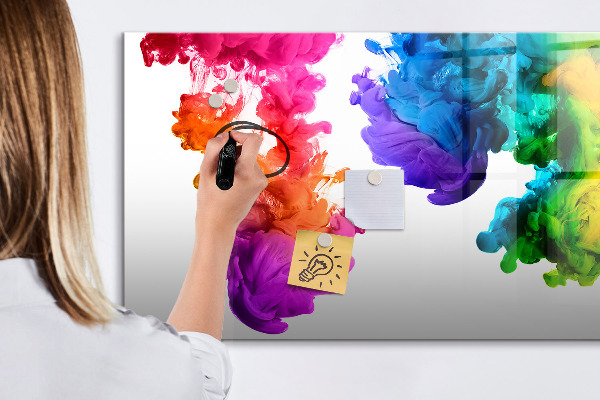 Pizarra magnética de pared con rotulador Nubes coloridas con fotos personales