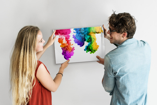 Pizarra magnética de pared con rotulador Nubes coloridas con fotos personales