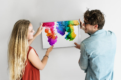 Pizarra magnética de pared con rotulador Nubes coloridas con fotos personales