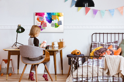 Pizarra magnética de pared con rotulador Nubes coloridas con fotos personales