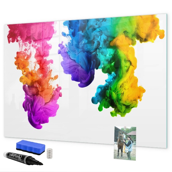 Pizarra magnética de pared con rotulador Nubes coloridas con fotos personales