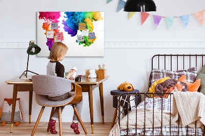 Pizarra magnética de pared con rotulador Nubes coloridas con fotos personales
