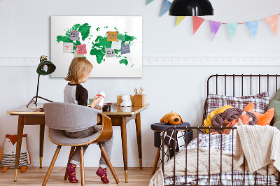 Pizarra borrable de cristal con imanes Mapa interactivo para recuerdos de viaje