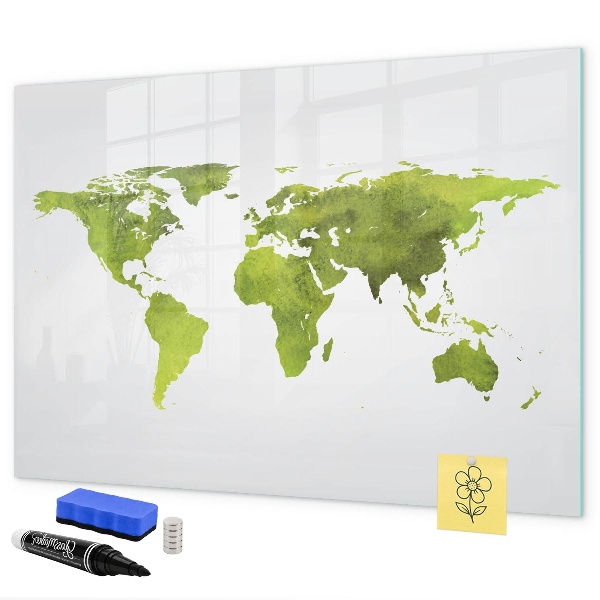 Pizarra magnética de pared con rotulador Mapa del mundo con ubicaciones de fotos