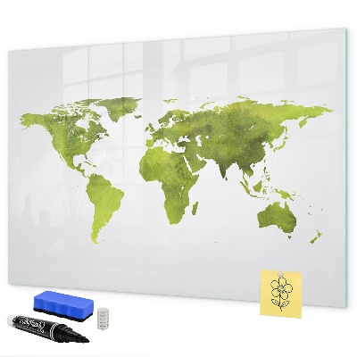Pizarra magnética de pared con rotulador Mapa del mundo con ubicaciones de fotos