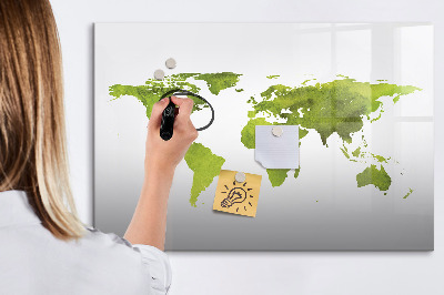 Pizarra magnética de pared con rotulador Mapa del mundo con ubicaciones de fotos
