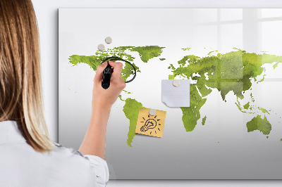 Pizarra magnética de pared con rotulador Mapa del mundo con ubicaciones de fotos