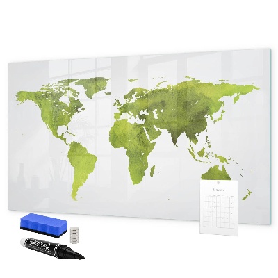 Pizarra magnética de pared con rotulador Mapa del mundo con ubicaciones de fotos