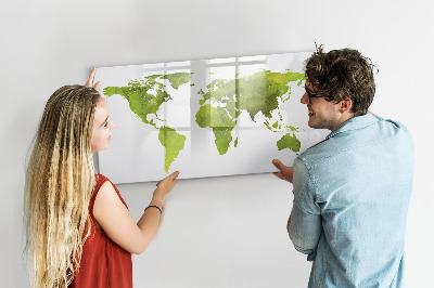 Pizarra magnética de pared con rotulador Mapa del mundo con ubicaciones de fotos