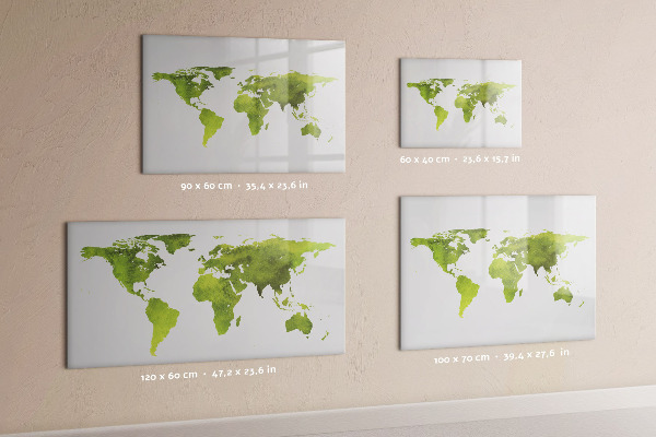 Pizarra magnética de pared con rotulador Mapa del mundo con ubicaciones de fotos