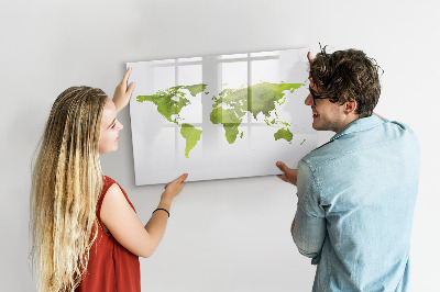 Pizarra magnética de pared con rotulador Mapa del mundo con ubicaciones de fotos