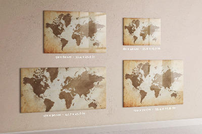Pizarra borrable de cristal con imanes Mapa del mundo con ubicaciones de fotos