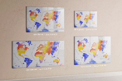 Pizarra magnética de pared con rotulador Mapa del mundo colorido con fotos