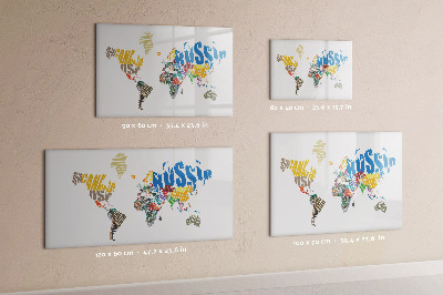 Pizarra magnética de pared con rotulador Mapa del mundo con ubicaciones de fotos