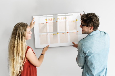 Pizarra magnética de pared con rotulador Planificador semanal con espacio para fotos