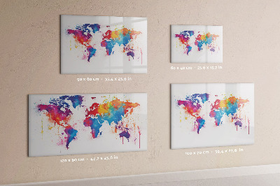 Pizarra magnética de pared con rotulador Mapa del mundo colorido con fotos