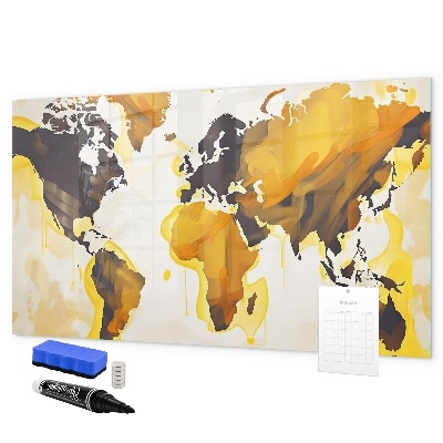 Pizarra borrable de cristal con imanes Mapa del mundo con ubicaciones de fotos