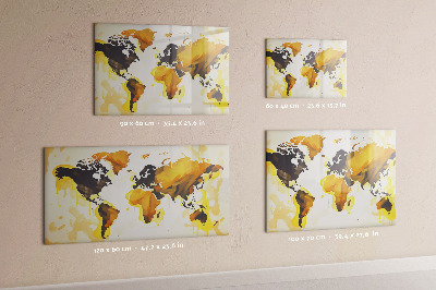 Pizarra borrable de cristal con imanes Mapa del mundo con ubicaciones de fotos