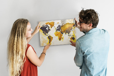 Pizarra borrable de cristal con imanes Mapa del mundo con ubicaciones de fotos