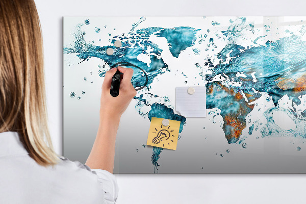 Pizarra borrable de cristal con imanes Mapas acuáticos con recuerdos personales