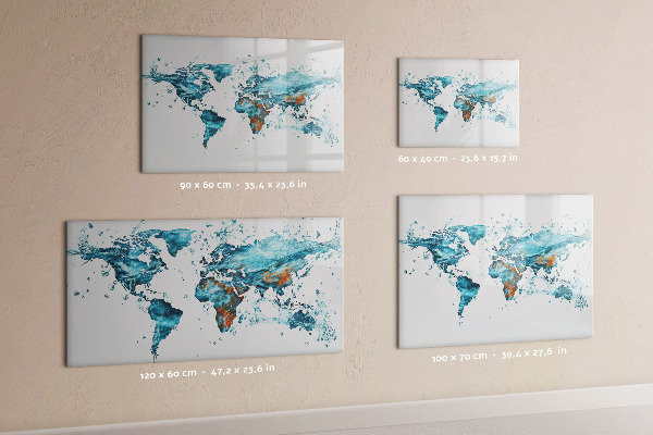 Pizarra borrable de cristal con imanes Mapas acuáticos con recuerdos personales