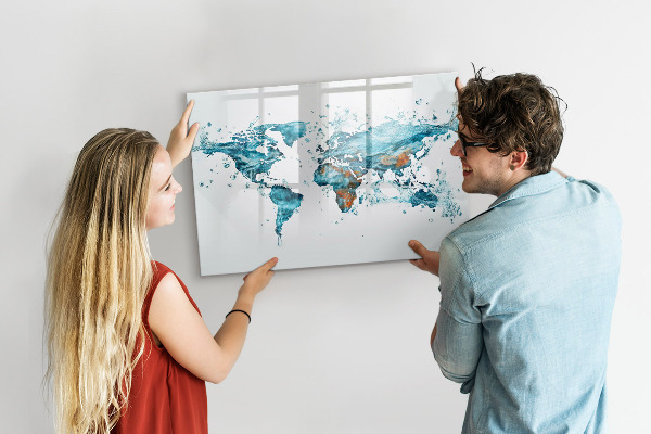 Pizarra borrable de cristal con imanes Mapas acuáticos con recuerdos personales
