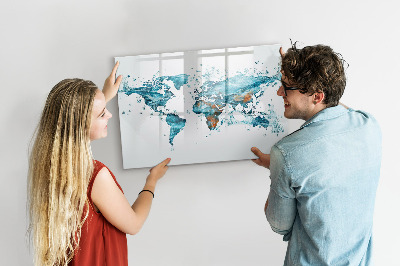 Pizarra borrable de cristal con imanes Mapas acuáticos con recuerdos personales