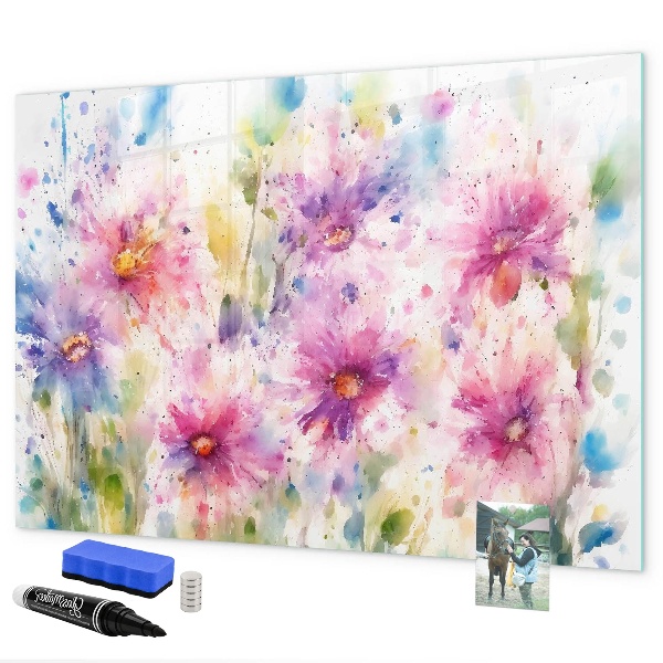 Pizarra magnética de pared con rotulador Un tablero colorido para fotos y notas.