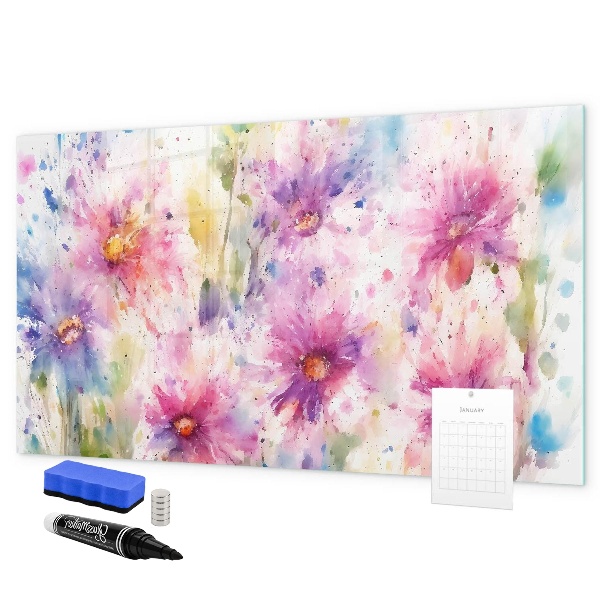 Pizarra magnética de pared con rotulador Un tablero colorido para fotos y notas.
