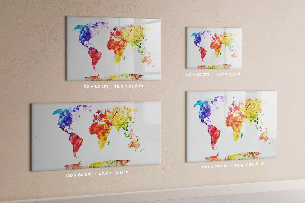 Pizarra magnética de pared con rotulador Mapa del mundo colorido con fotos