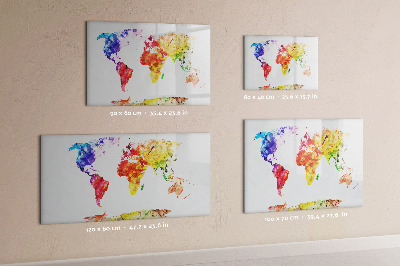 Pizarra magnética de pared con rotulador Mapa del mundo colorido con fotos