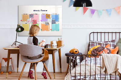 Pizarra magnética de pared con rotulador Planificador semanal con espacio para fotos