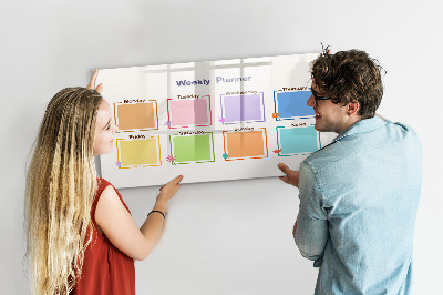 Pizarra magnética de pared con rotulador Planificador semanal con espacio para fotos