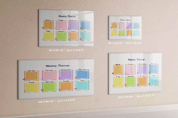 Pizarra magnética de pared con rotulador Planificador semanal con espacio para fotos