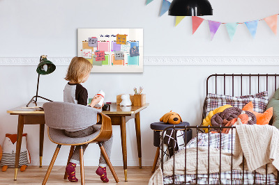 Pizarra magnética de pared con rotulador Planificador semanal con espacio para fotos
