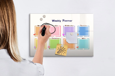 Pizarra magnética de pared con rotulador Planificador semanal con espacio para fotos
