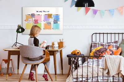 Pizarra magnética de pared con rotulador Planificador semanal con espacio para fotos