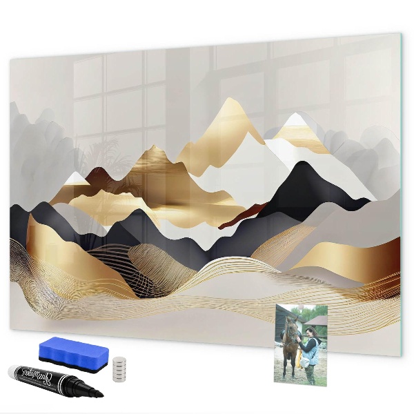 Pizarra borrable de cristal con imanes Tablero moderno para fotos y notas.