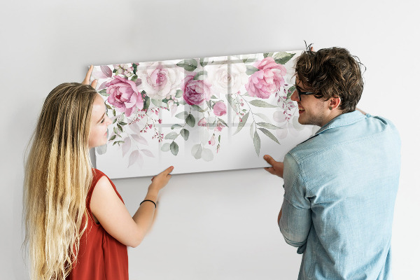 Pizarra magnética de pared con rotulador Panel floral para fotos y notas