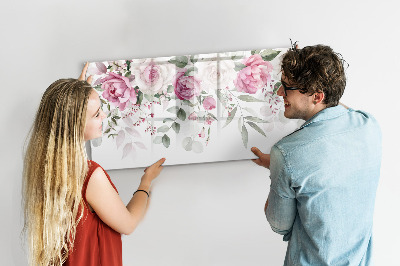 Pizarra magnética de pared con rotulador Panel floral para fotos y notas